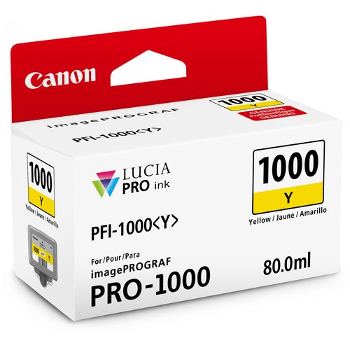 Shop Canon PFI-1000 Y LUCIA PRO Yellow Ink Tank (80ml) by Canon at B&C Camera