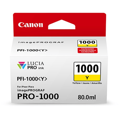 Shop Canon PFI-1000 Y LUCIA PRO Yellow Ink Tank (80ml) by Canon at B&C Camera