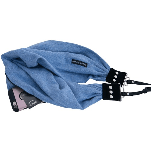Shop Capturing Couture Pocket Scarf Strap: Denim Blue by Capturing Couture at B&C Camera