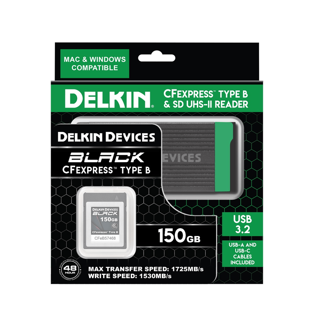 DELKIN BLACK CFExpress Type B Card and Reader Bundle - 150GB - B&C Camera