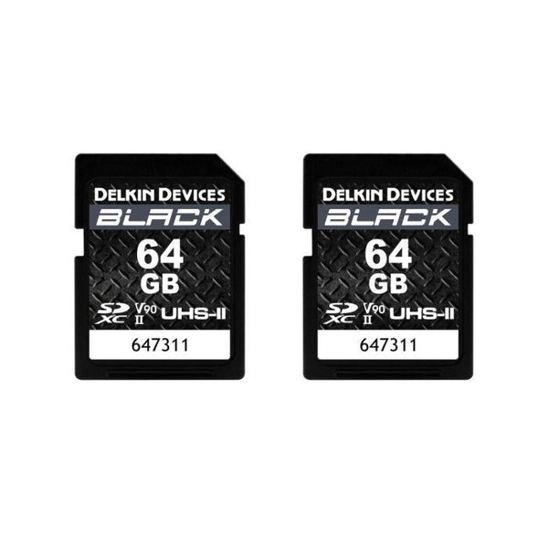 Delkin Devices 64GB Black UHS-II (U3/V90) SD Memory Cards (2PK)