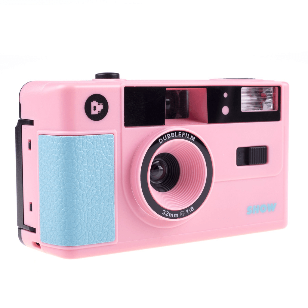 Shop dubblefilm SHOW 35mm Reusable Flash Camera with Case and Neck Strap (Pink) by Dubblefilm at B&C Camera