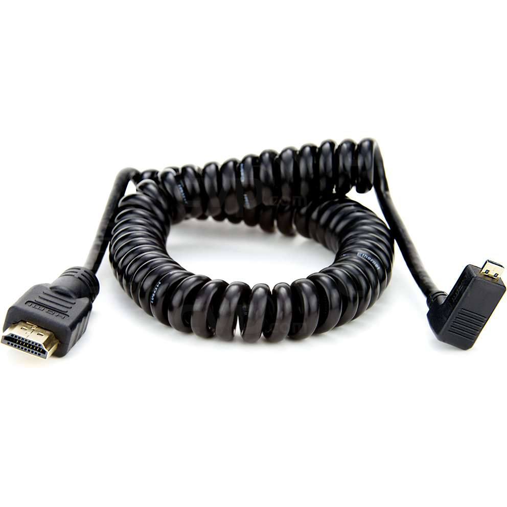 Atomos ATOMCAB013 Coiled Right-angle Micro HDMI to Full HDMI Cable (50-65cm)