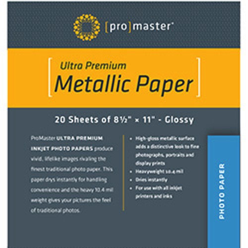 Promaster Silver Metallic Inkjet Photo Paper 8 1/2 x 11” - 20 sheets