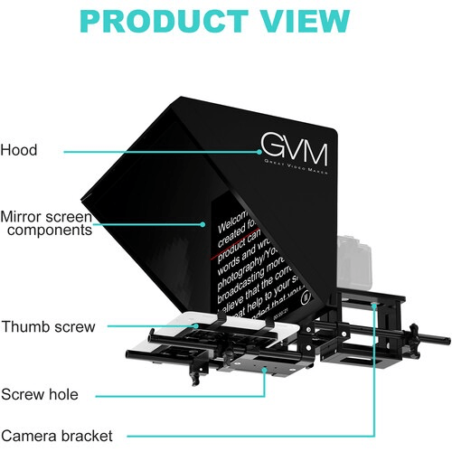 GVM Teleprompter for Tablets and Smartphones with Bluetooth Remote and App - B&C Camera