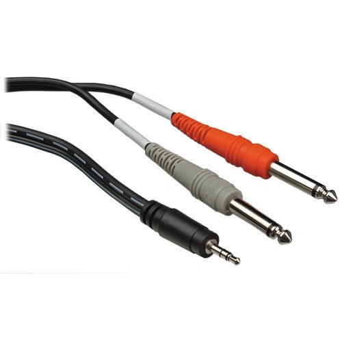 Hosa Technology Stereo Mini (3.5mm) Male to 2 Mono 1.4” Male Insert Y-Cable - 10’ - B&C Camera