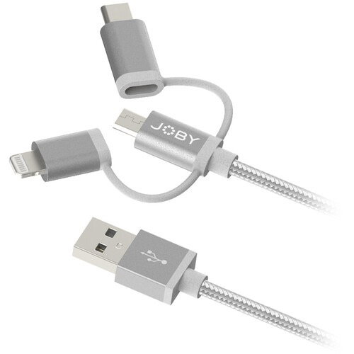 Shop JOBY 3-in-1 Charge & Sync Cable (3.9', Space Grey) by Joby at B&C Camera