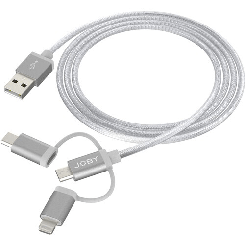 Shop JOBY 3-in-1 Charge & Sync Cable (3.9', Space Grey) by Joby at B&C Camera