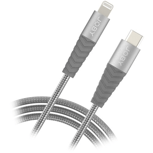 Shop JOBY Charge & Sync USB Type-C to Lightning Cable (6.6', Space Grey) by Joby at B&C Camera