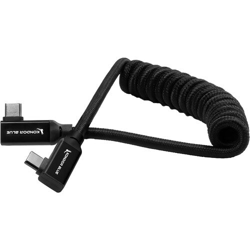 Kondor Blue 12-24” Coiled USB-C Right Angle Braided Cable (Black) - B&C Camera