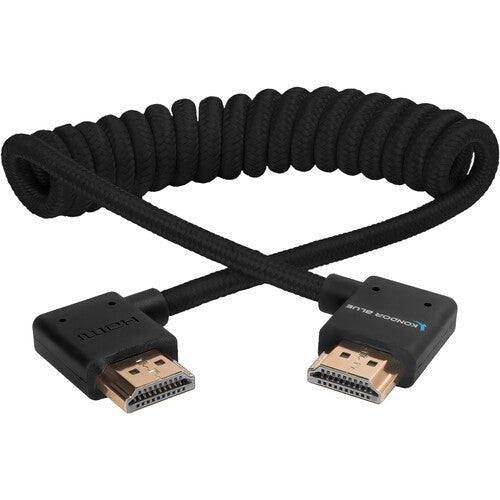 Kondor Blue Coiled Right-Angle Hight-Speed HDMI Cable (Raven Black, 12-24”) - B&C Camera