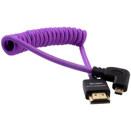 Shop Kondor Blue Gerald Undone Braided Coiled High-Speed Right-Angle Micro-HDMI to HDMI Cable for Canon R5 & R6 Cameras (Limited Purple Edition, 12 to 24") by KONDOR BLUE at B&C Camera