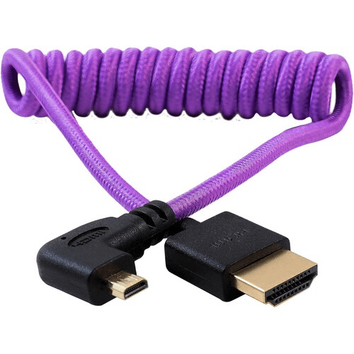 Shop Kondor Blue Gerald Undone Braided Coiled High-Speed Right-Angle Micro-HDMI to HDMI Cable for Canon R5 & R6 Cameras (Limited Purple Edition, 12 to 24") by KONDOR BLUE at B&C Camera