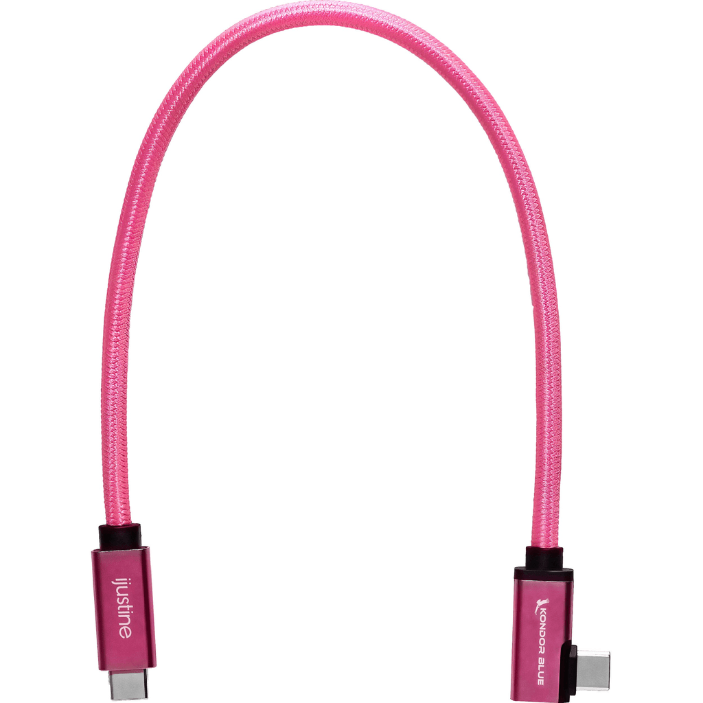 Kondor Blue iJustine Male USB-C 3.2 Gen 2 Right Angle Cable (1', Pink) - B&C Camera