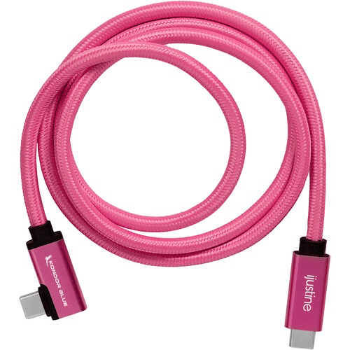 Kondor Blue iJustine Male USB-C 3.2 Gen 2 Right Angle Cable (3', Pink) - B&C Camera