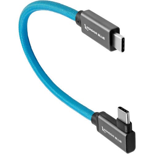 Kondor Blue Right-Angle USB-C 3.1 Gen 2 Cable (8.5”, Blue) - B&C Camera