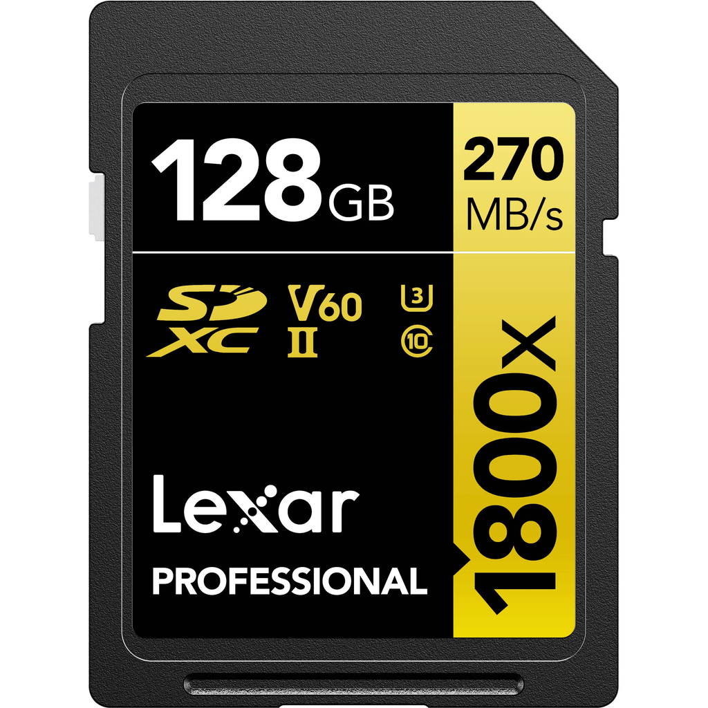 Lexar 128GB Professional 1800x UHS-II SDXC Memory Card (GOLD Series) - B&C Camera