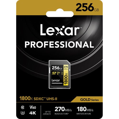 Lexar 256GB Professional 1800x UHS-II SDXC Memory Card (GOLD Series) - B&C Camera