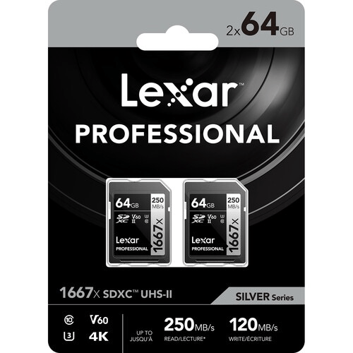Shop Lexar 64GB Professional 1667x UHS-II SDXC Memory Card (2-Pack) by Lexar at B&C Camera