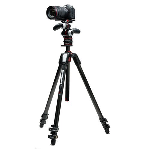 Manfrotto MT055CXPRO3 Carbon Fiber Tripod with MHXPRO-3W Head & Move Quick Release - B&C Camera