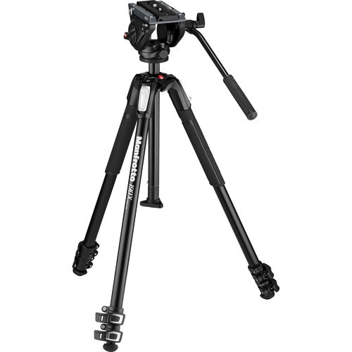 Shop Manfrotto MT190X3 3-Section Aluminum Tripod with MVH500AH Fluid Head Hybrid Video Kit by Manfrotto at B&C Camera