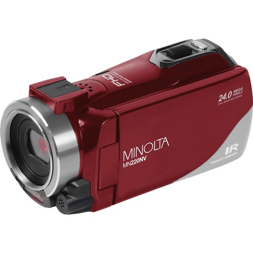 Minolta MN220NV Full HD Night Vision Camcorder with 16x Digital Zoom (Red) - B&C Camera