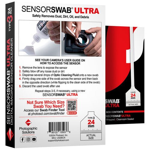 Photographic Solutions Type 3 Sensor Swab Ultra for FX or Full-Frame Sensors (12-Pack, 24mm) - B&C Camera