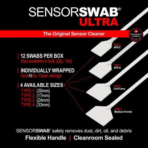 Photographic Solutions Type 4 Sensor Swab for CCD/CMOS Sensors (12-Pack, 33mm) - B&C Camera