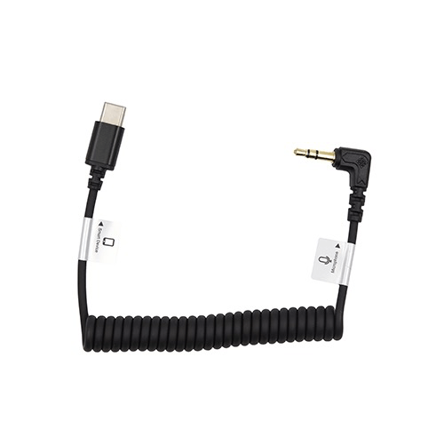 Shop Promaster Audio Cable USB-C male straight - 3.5mm TRS male right angle - 8 1/2" coiled by Promaster at B&C Camera
