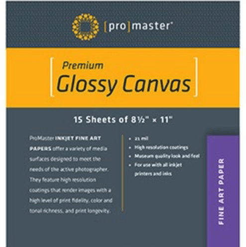 Promaster Premium Glossy Canvas - 8 1/2"x11'' - 15 Sheets - B&C Camera