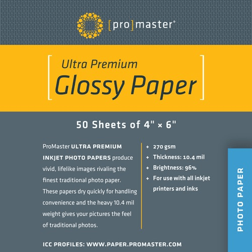 Shop Promaster Ultra Premium Glossy Paper - 4"x6" - 50 Sheets by Promaster at B&C Camera