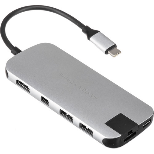 Shop Sanho HyperDrive SLIM 8-in-1 USB Type-C Hub (Silver) by Hyper Drive at B&C Camera