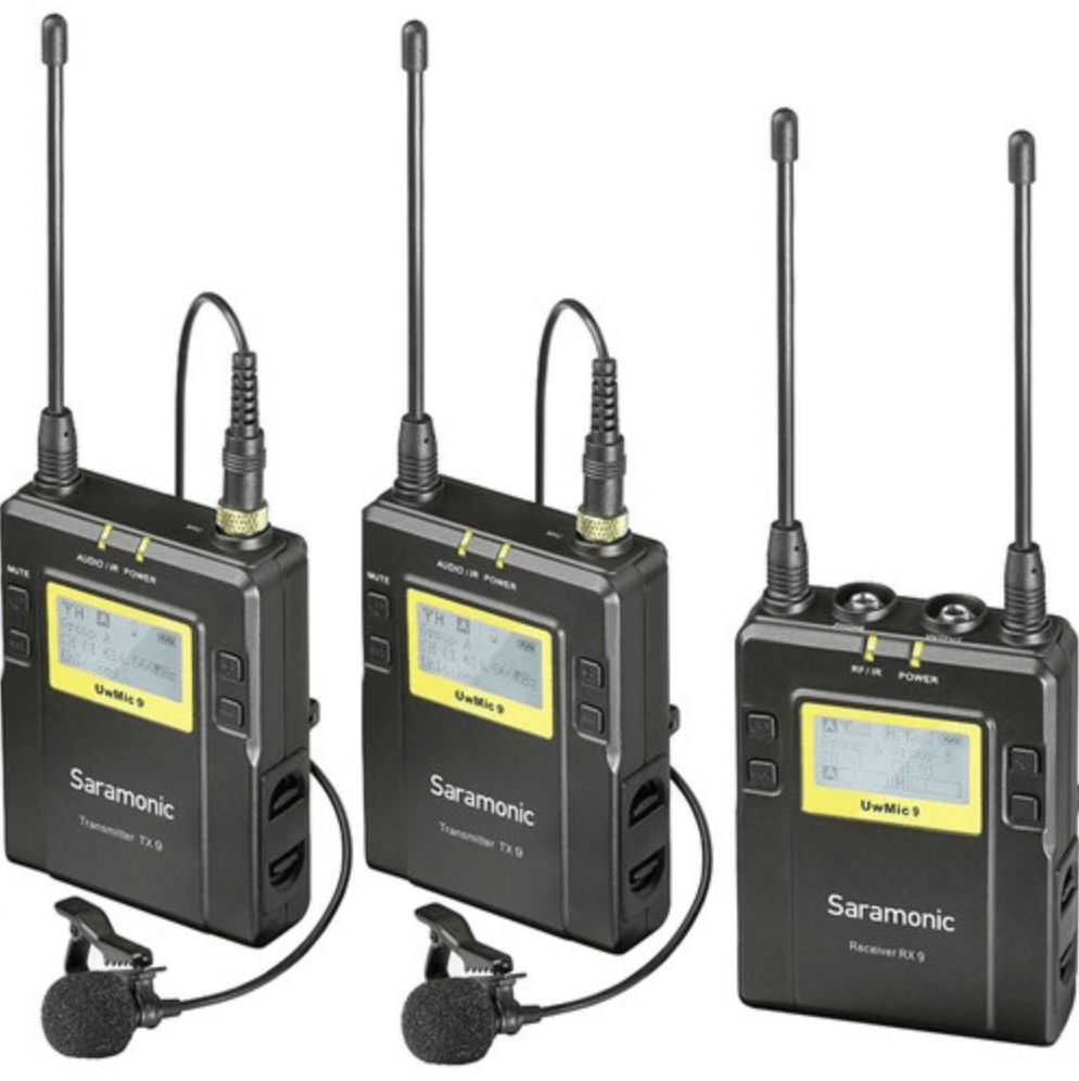 Saramonic UWMIC9 RX9 + TX9 + TX9, 96-Channel Digital UHF Wireless Dual Lavalier Mic System (514 to 596 MHz) - B&C Camera