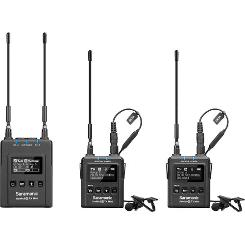 Saramonic UwMic9S Mini KIT2 Compact 2-Person Camera-Mount Wireless Omni Lavalier Microphone System (514 to 596 MHz) - B&C Camera