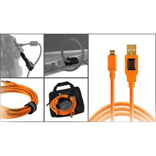 Shop Tether Tools Starter Tethering Kit with USB 2.0 Micro-B 5-Pin Cable (Orange) by Tether Tools at B&C Camera