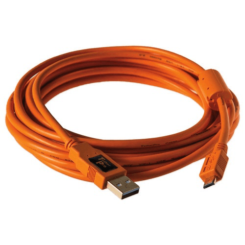 Shop Tether Tools TetherPro USB 2.0 A Male to Micro-B 5-Pin Cable (15', Orange) by Tether Tools at B&C Camera