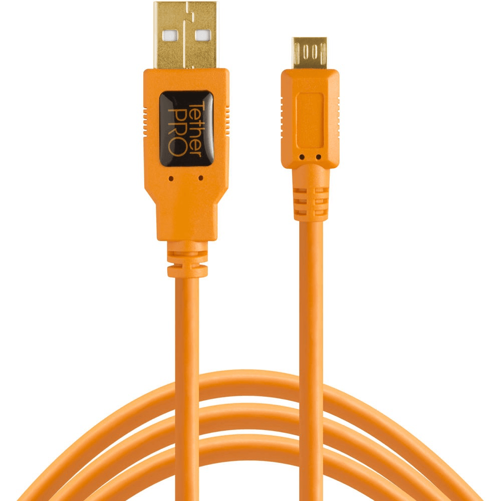 Shop Tether Tools TetherPro USB 2.0 A Male to Micro-B 5-Pin Cable (15', Orange) by Tether Tools at B&C Camera