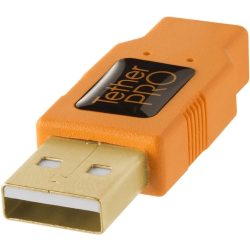 Shop Tether Tools TetherPro USB 2.0 Type-A to 5-Pin Mini-USB Cable (Orange, 15') by Tether Tools at B&C Camera