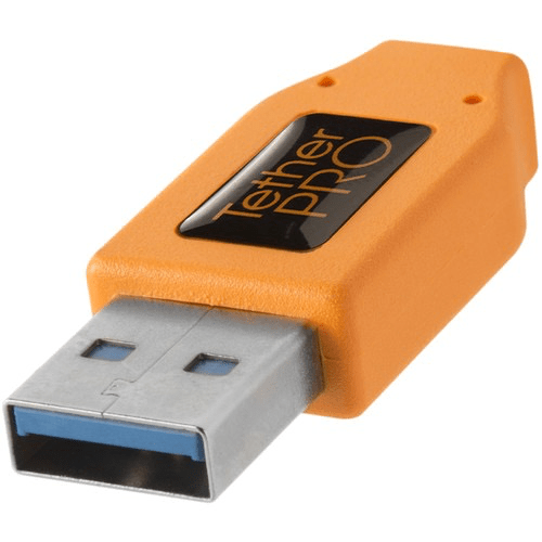 Tether Tools TetherPro USB 3.0 Male Type-A to USB 3.0 Micro-B Cable (15', Orange) - B&C Camera