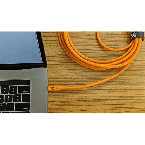 Shop Tether Tools TetherPro USB Type-C Male to 8-Pin Mini-USB 2.0 Type-B Male Cable (15', Orange) by Tether Tools at B&C Camera