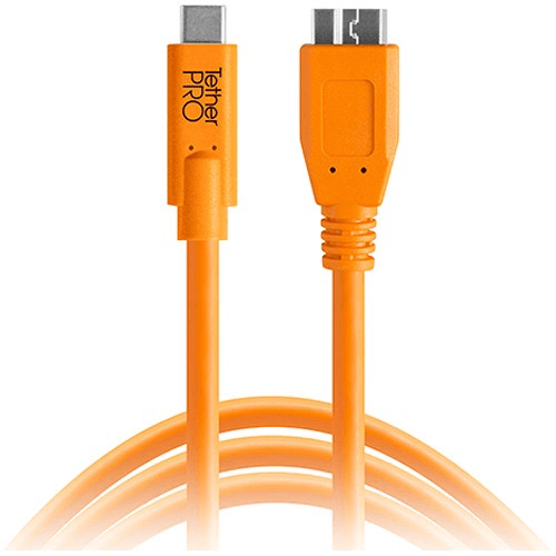 Shop Tether Tools TetherPro USB Type-C Male to Micro-USB 3.0 Type-B Male Cable (15', Orange) by Tether Tools at B&C Camera