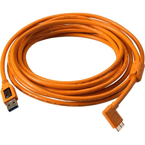 Shop Tether Tools USB 3.0 Type-A Male to Micro-USB Right-Angle Male Cable (15', Orange) by Tether Tools at B&C Camera