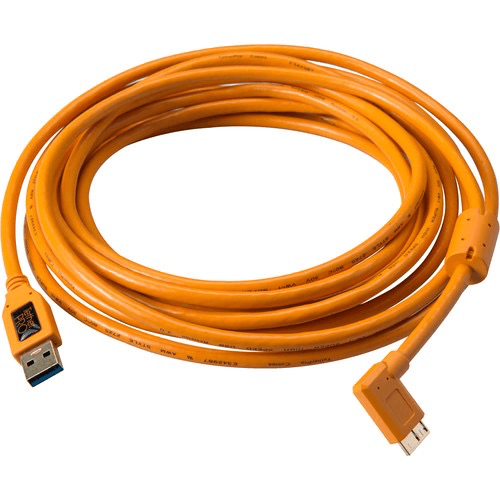 Shop Tether Tools USB 3.0 Type-A Male to Micro-USB Right-Angle Male Cable (15', Orange) by Tether Tools at B&C Camera