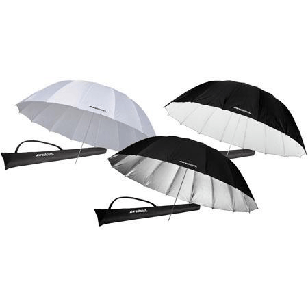 Shop Westcott 7' Parabolic Three Umbrella Kit, Includes 1 White Diffusion, 1 Silver and 1 White/Black by Westcott at B&C Camera